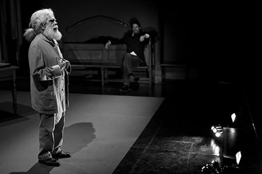 Uncle Jack Charles, a descendant of Coranderrk, plays William Barak at the premiere of "Coranderrk: We Will Show The Country", La Mama Courthouse Theatre, 2011. Photo: Steven Rhall. Click to enlarge.