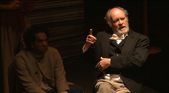 Actor Jim Daly portrays Edward M Curr, an influential member of the Board for the Protection of Aborigines. (La Mama Courthouse Theatre, Melbourne, 2011. Photo: MoE Project. Click to enlarge)